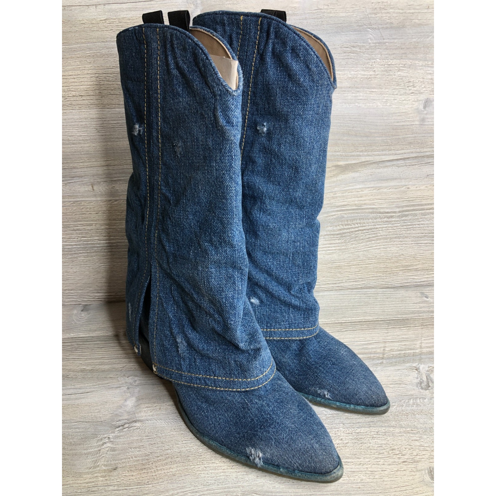 Vince Camuto Boots Denim Made In Italy New 39 Made In Italy